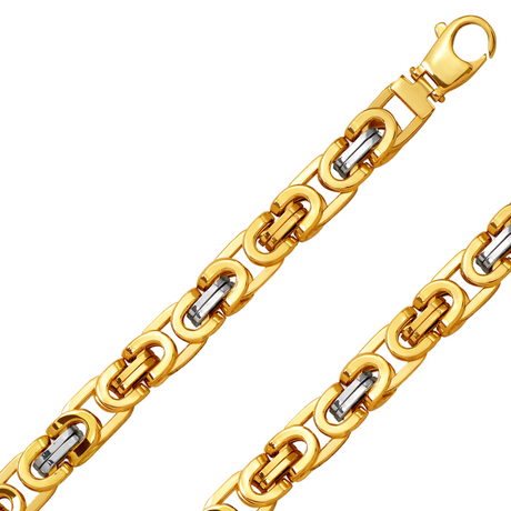 14K Gold Hollow Byzantine 5.75mm - 10.0mm Flat Bracelets | Italian Fashions