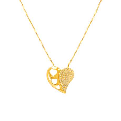 14K Fancy Yellow Gold Heart CZ Necklace | Italian Fashions