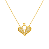 14K Yellow Gold Fancy Heart with Solitaire CZ Necklace