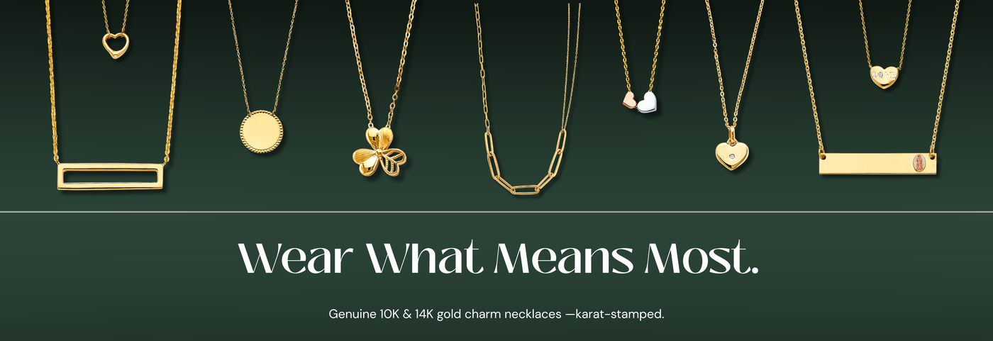 Italian gold charm necklaces in 10K and 14K