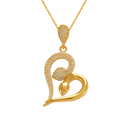 14K Yellow Gold Fancy Heart CZ Hollow Pendant | Italian Fashions