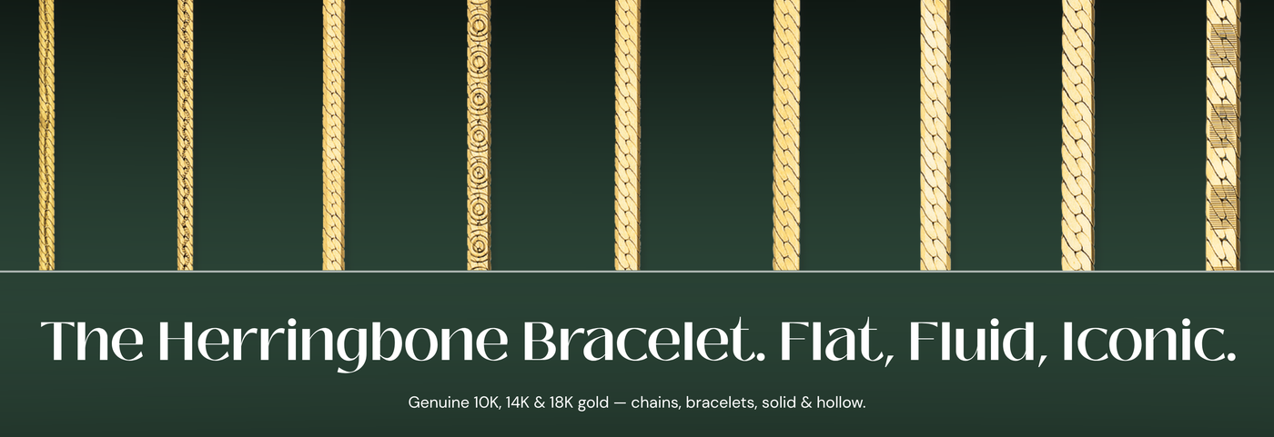 Italian herringbone gold bracelets