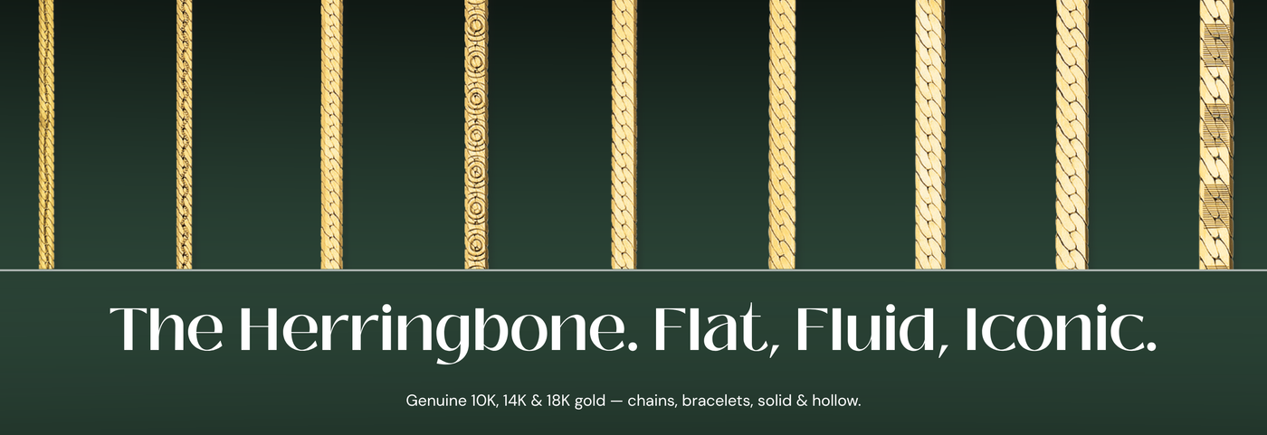 Italian herringbone gold chain