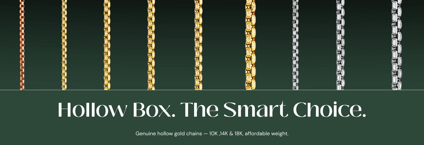 Italian hollow box gold chain