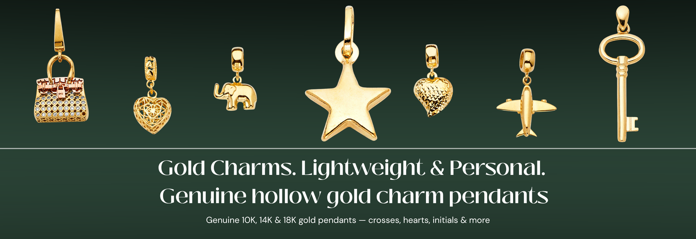 Italian hollow charm gold pendants