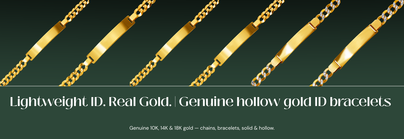 Italian hollow gold ID bracelet
