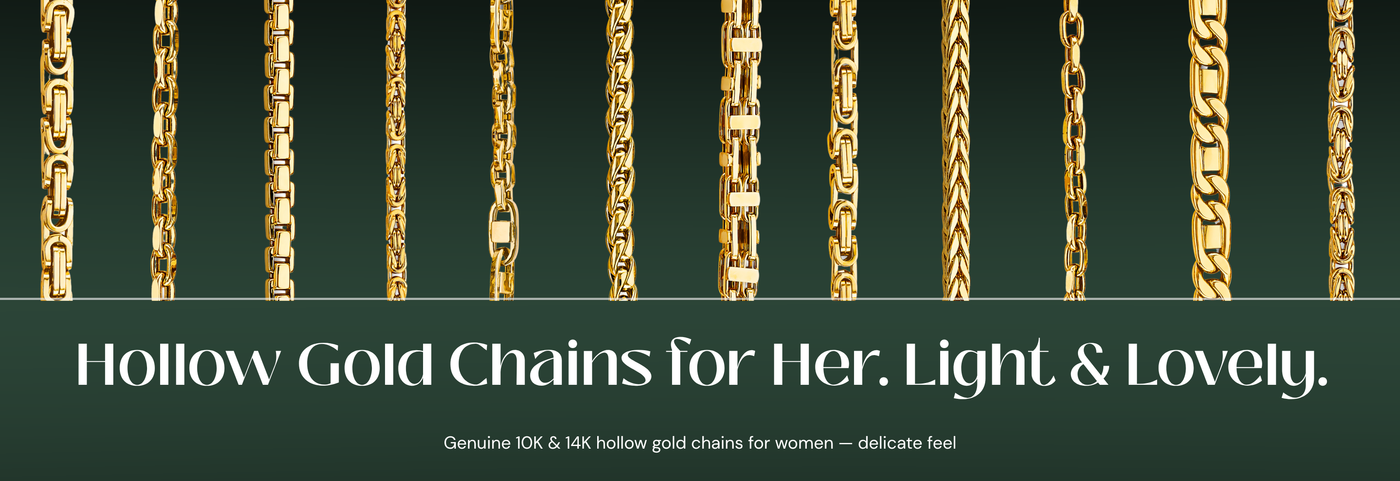 Italian hollow gold chains for women
