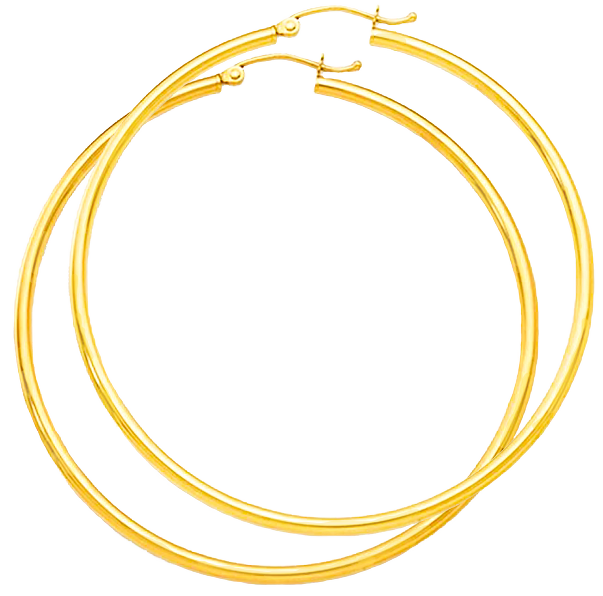 Pendientes de aro pulidos de 2 mm de oro amarillo o blanco de 14 quilates 