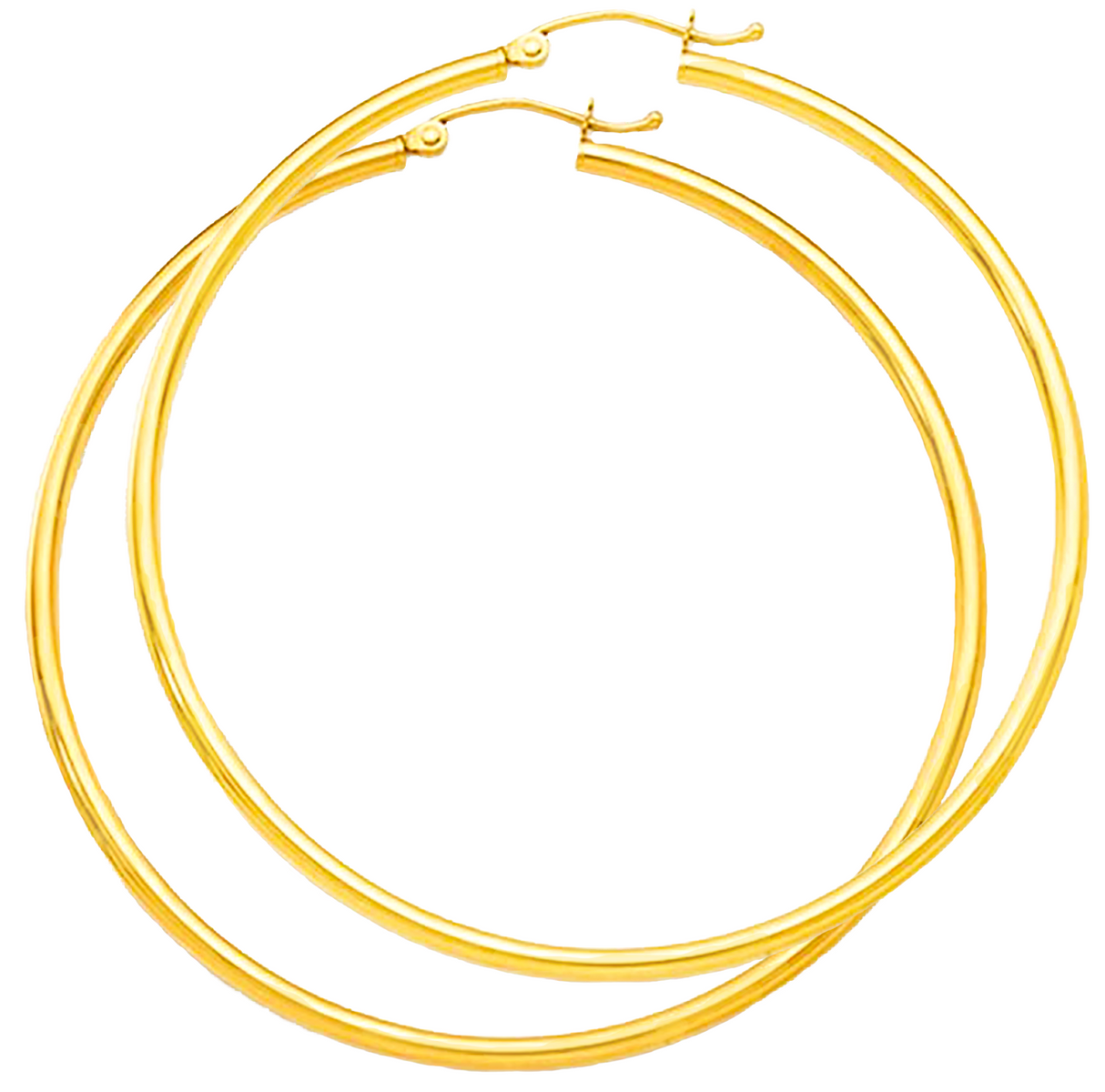 Brincos de argola em ouro amarelo ou branco 14K de 2 mm polidos 