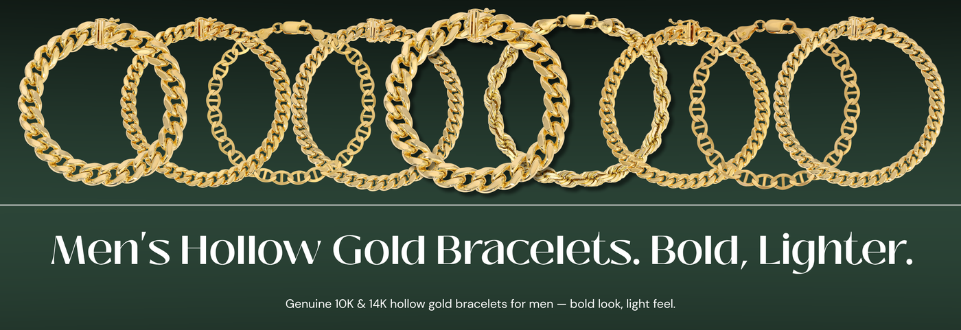 Italian hollow gold bracelets for men
