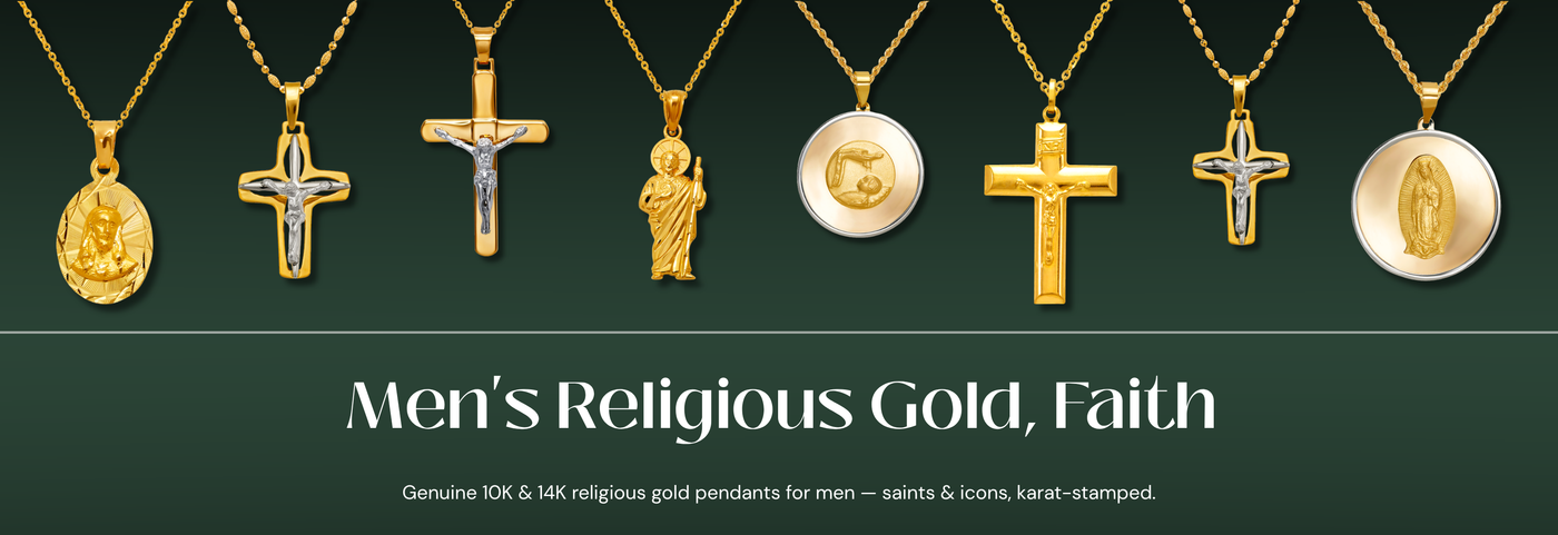 Italian religious gold pendants for men