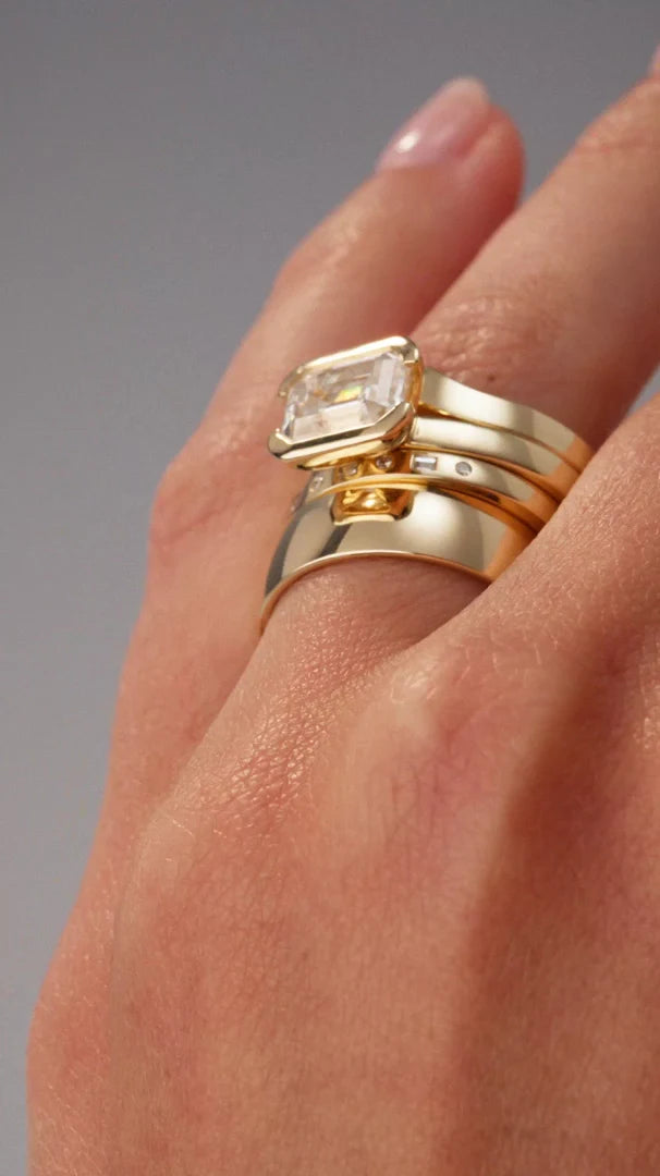 Natural diamond ring worn on a hand