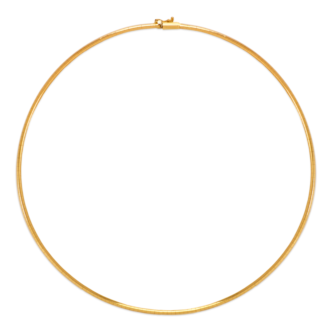 Collar de cadena Omega de 2 mm de color amarillo, blanco o rosa de 14 quilates 