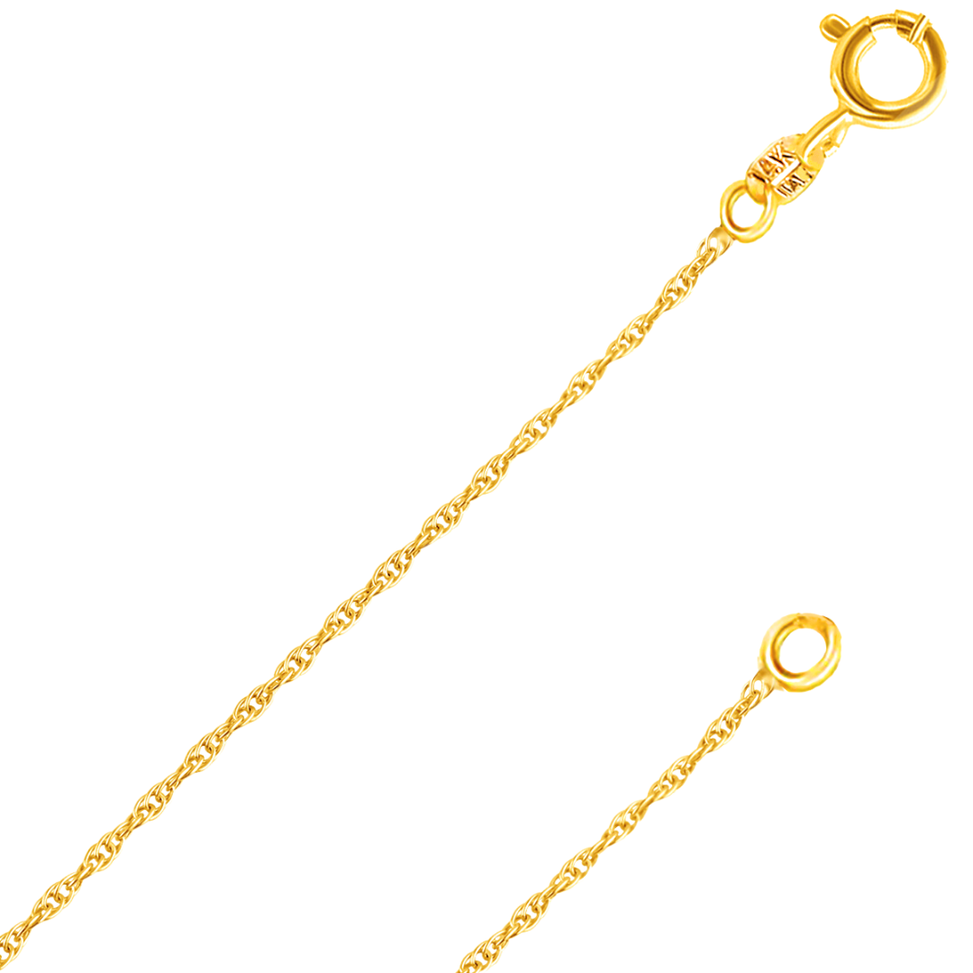 14K REAL Solid Yellow Gold 0.8mm-1.2mm Diamond Cut Open Rope Chain