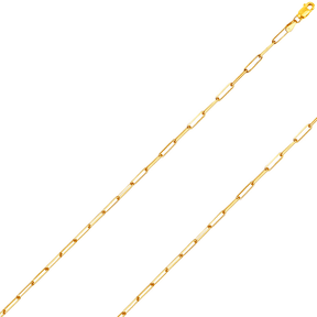 14K REAL Solid Yellow Gold 1.50mm - 4.20mm Diamond Cut Paperclip Chain Necklace Men Women Jewelry – Width 1.50mm, Style Di...