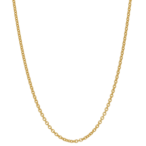 10k Italy Gold Chain: 0.75mm-1.25mm Diamond Cut Rolo Italian Gold Chain displayed against a plain background.