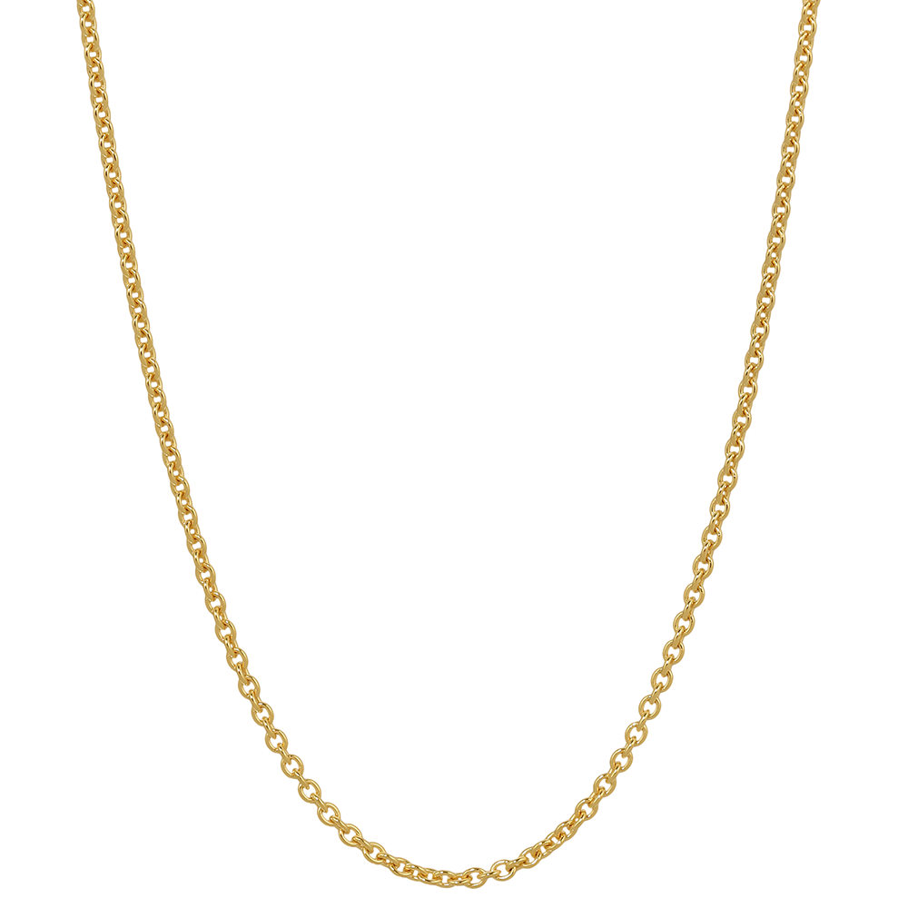 14K yellow gold chain necklace for women: A delicate (0.75mm-1.1mm) rolo chain for a minimalist look.