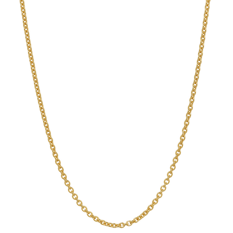 14K yellow gold chain necklace for women: A delicate (0.75mm-1.1mm) rolo chain for a minimalist look.