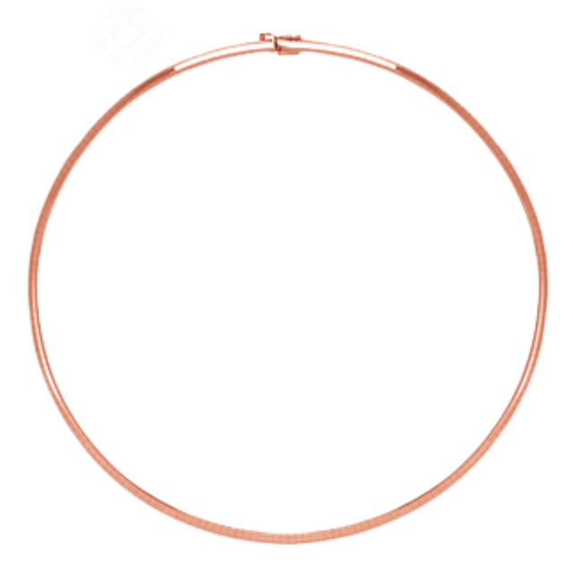 14K Yellow or White or Rose 3mm Omega Chain Necklace