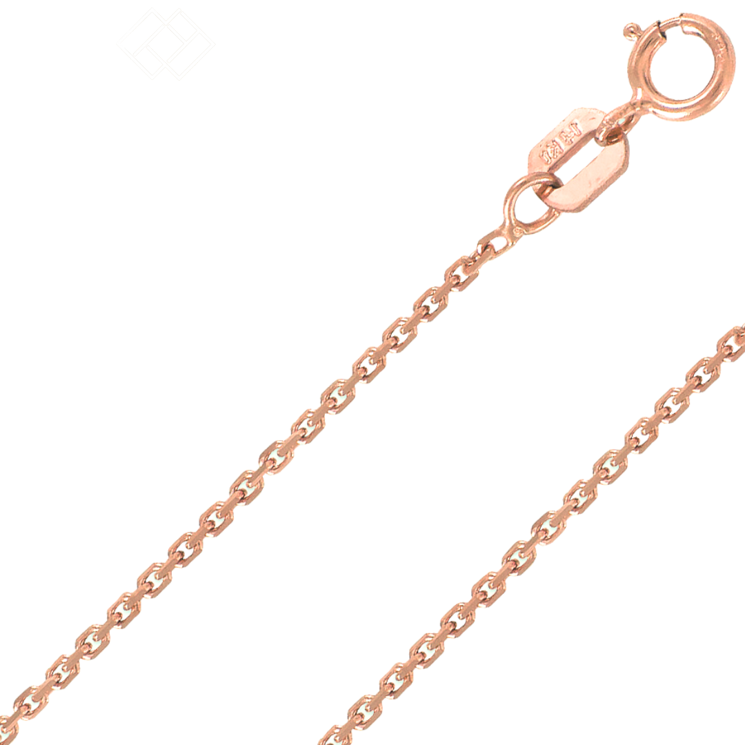 14K Yellow ,White or Rose Gold 1.0mm - 2.0mm Cable Chain