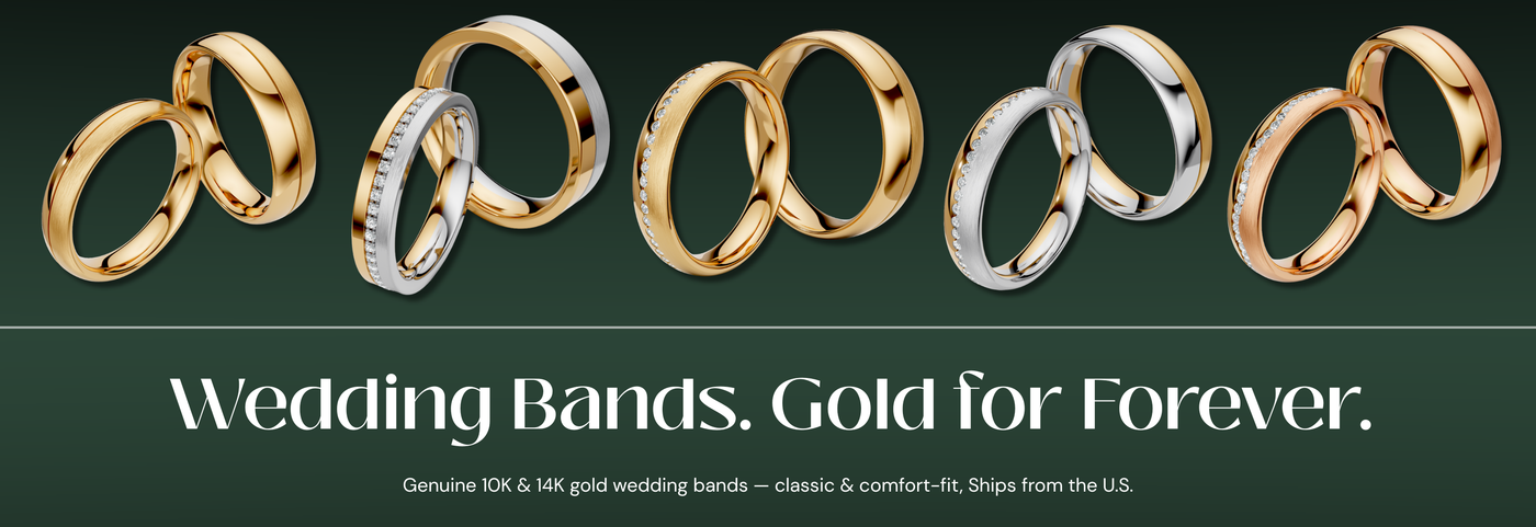 Italian gold wedding bands in classic and comfort-fit styles